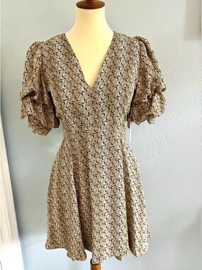 1. State High Low Printed V-Neck Mini Dress